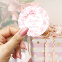 Cute Rose Toile Bow Ribbon Baby Girl Douche