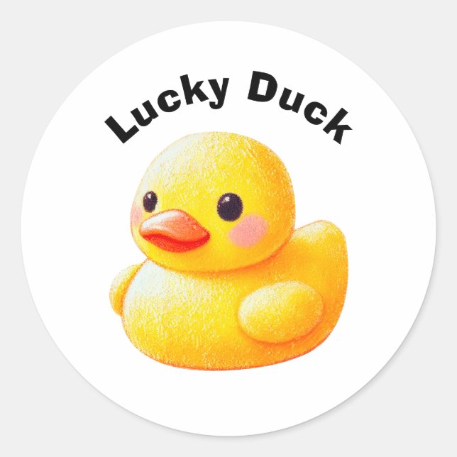 Sticker Rond Cute Rubber Ducky with Customizable Text (Devant)