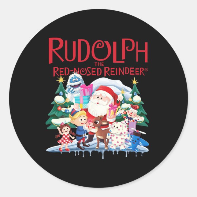 Sticker Rond Cute Rudolph Le Renne Rouge Nosé Spécifications de (Devant)