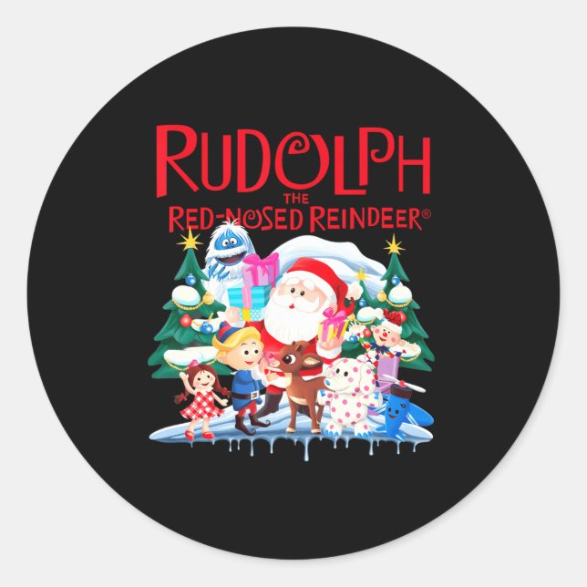 Sticker Rond Cute Rudolph The Red Nosed Reindeer Christmas Spec (Devant)