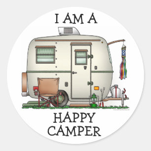 Sticker Rond Cute RV Vintage Verre Oeuf Camper Travel Trailer