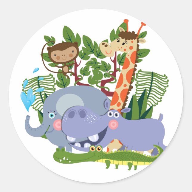 Sticker Rond Cute Safari Animals (Devant)