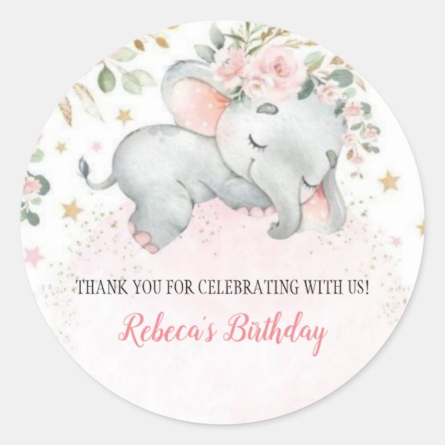 Sticker Rond Cute Safari Animals First Birthday  Decor (Devant)