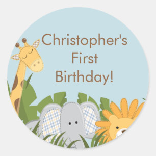 Sticker Rond Cute Safari Jungle Anniversaire