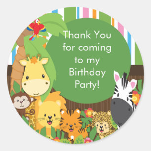 Sticker Rond Cute Safari Jungle Anniversaire