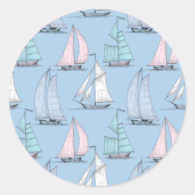 Sticker Rond Cute Sailboat (Devant)