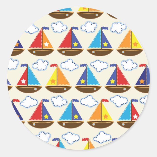Sticker Rond Cute Sailboat (Devant)
