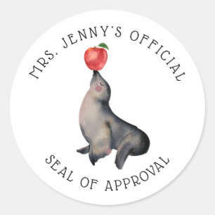 Sticker Rond Cute "Sceau d'approbation" Professeur personnalisé