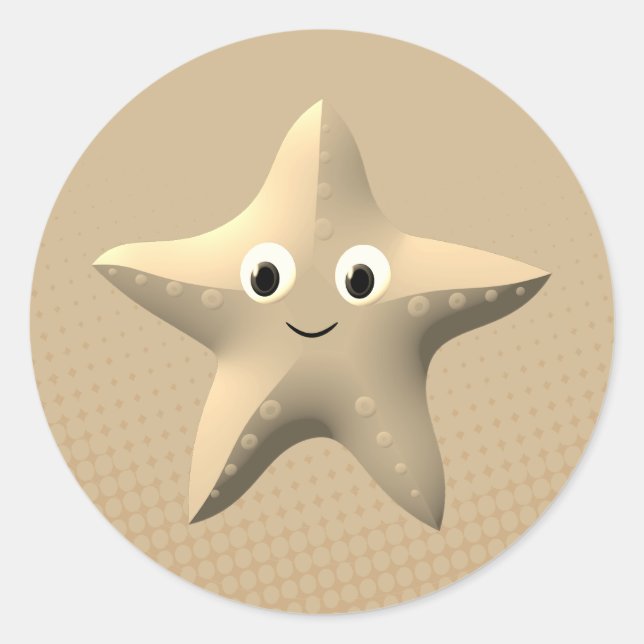 Sticker Rond Cute Sepia Cartoon Starfish (Devant)