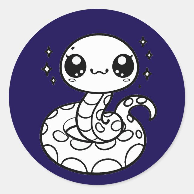 Sticker Rond Cute serpent (Devant)