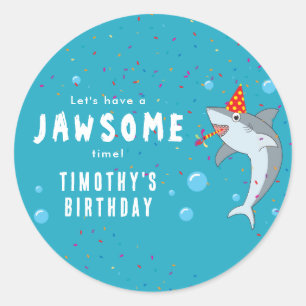 Sticker Rond Cute Shark à la fête des Anniversaires de enfants