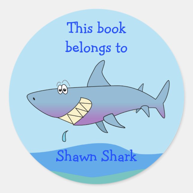 Sticker Rond Cute Shark Custom Boplate Modèle pour les enfants (Devant)