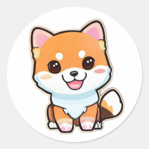 Sticker Rond Cute Shiba Inu
