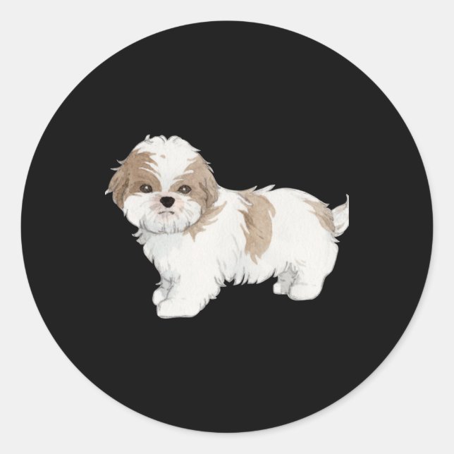 Sticker Rond Cute Shih Tzu Puppy (Devant)