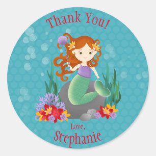 Sticker Rond Cute sirène