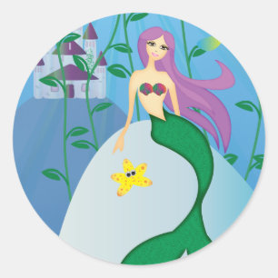Sticker Rond Cute sirène