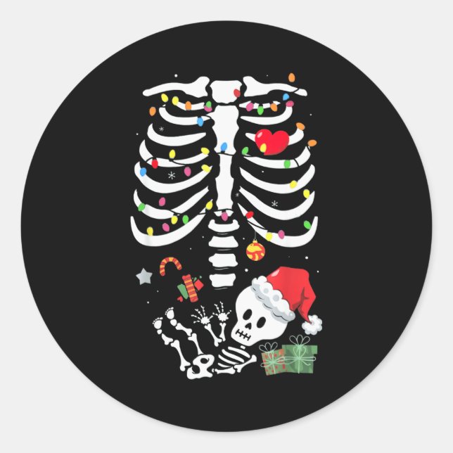 Sticker Rond Cute Skeleton Baby Xmas Maternity Mom Pregnancy Ch (Devant)
