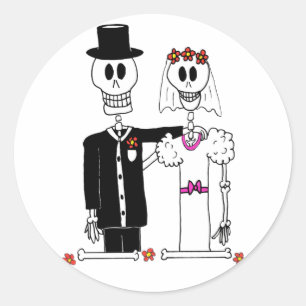 Sticker Rond Cute Skeleton mariée et chambre en Mariage Photo