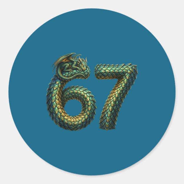 Sticker Rond Cute Sleeng Dragon 67 Cool Six-seven Funny Six Sev (Devant)