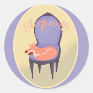 Sticker Rond Cute Sleeping Fox personnalisé