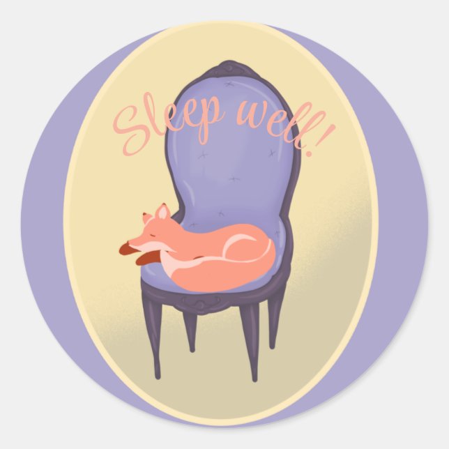 Sticker Rond Cute Sleeping Fox personnalisé (Devant)