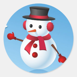 Sticker Rond Cute Snowman