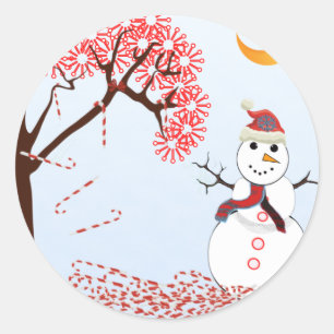 Sticker Rond Cute Snowman