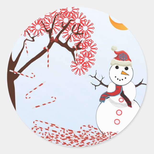 Sticker Rond Cute Snowman (Devant)