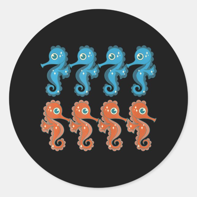 Sticker Rond Cute sous-marin Animal Océan Poisson Mer Créature (Devant)