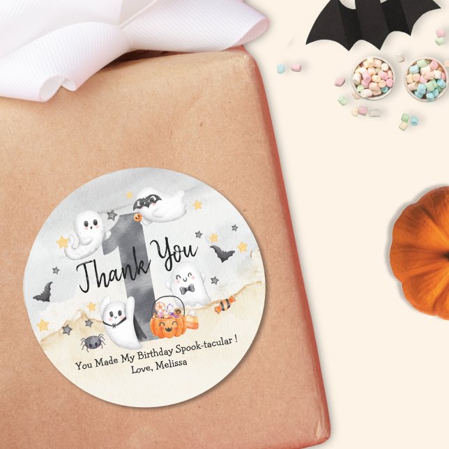 Sticker Rond Cute Spooky One Little Boo Ghost Thank You   (Créateur téléchargé)