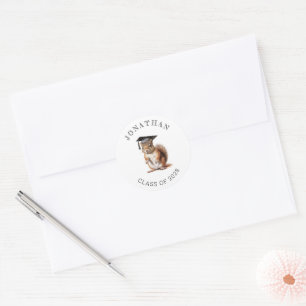 Sticker Rond Cute Squirrel Kindergarten Graduation