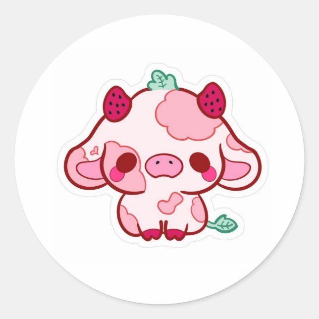 Sticker Rond cute stiker cow  (Devant)