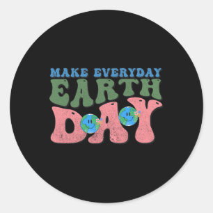 Sticker Rond Cute Super Make Everyday Jour des terres Save Envi