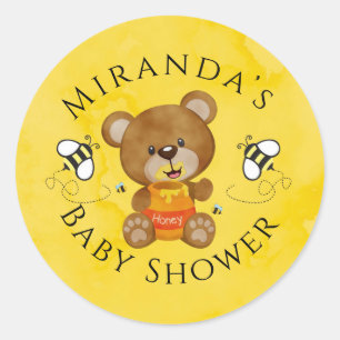 Sticker Rond Cute Teddy Bear Honey Bumblebee Baby shower