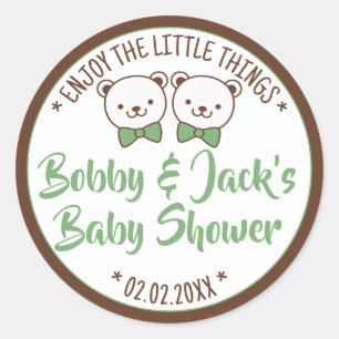 Sticker Rond Cute Teddy Bear Rustique Nostalgale Baby showers C
