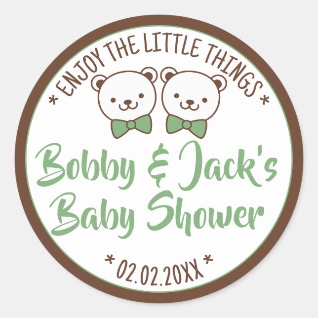 Sticker Rond Cute Teddy Bear Rustique Nostalgale Baby showers C (Devant)