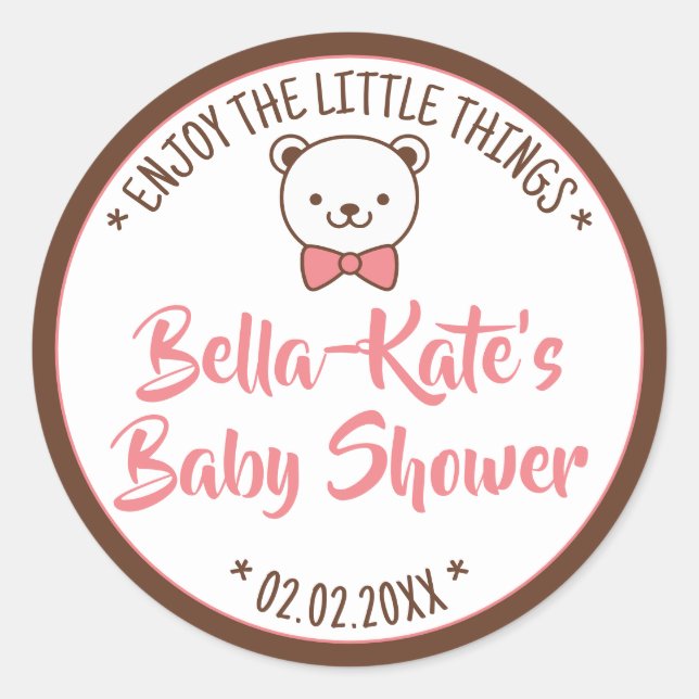 Sticker Rond Cute Teddy Bear Rustique Nostalgale Baby showers C (Devant)