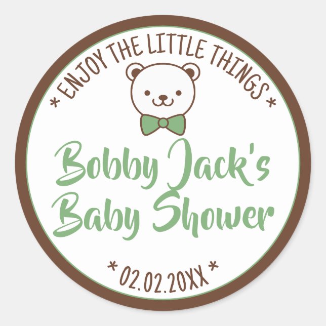 Sticker Rond Cute Teddy Bear Rustique Nostalgale Baby showers C (Devant)