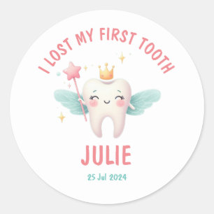 Sticker Rond Cute Tooth Fairy Personnalisable