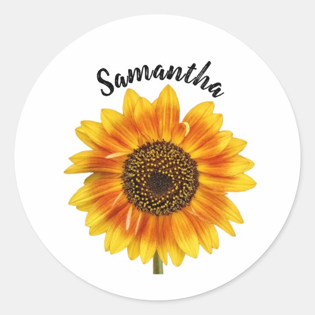 Sticker Rond Cute tournesol personnalisé (Devant)