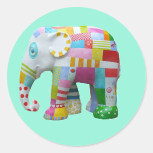 Sticker Rond Cute toy retro elephant whimsical colourful