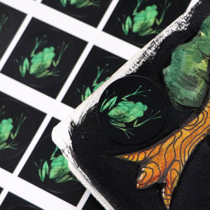 Sticker Rond Cute Tree Frog Grenouilles Artistiques J'aime les