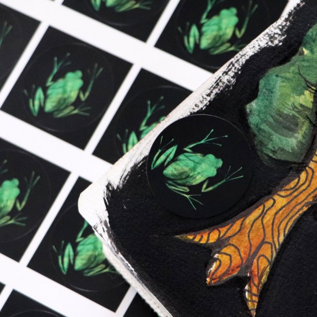 Sticker Rond Cute Tree Frog Grenouilles Artistiques J'aime les  (Créateur téléchargé)