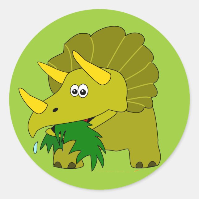 Sticker Rond Cute Triceratops Dinosaur Enfants Cadeaux Cool (Devant)