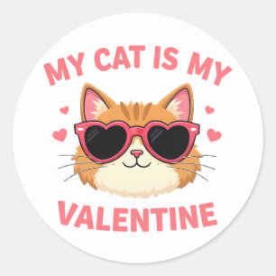 Sticker Rond Cute Tuxedo Chat Valentine's Day Amoureux des chat