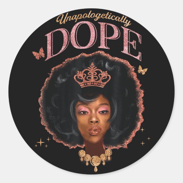 Sticker Rond Cute Unapologtiquement Melanin Queen African Ameri (Devant)