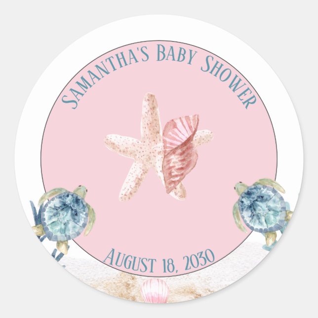 Sticker Rond Cute Under the Sea Baby shower Classic Round Stick (Devant)