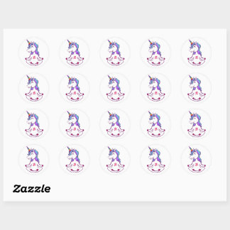 Sticker Rond Cute Unicorn