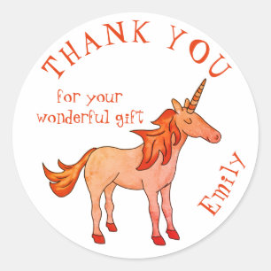Sticker Rond Cute Unicorn Anniversaire Merci