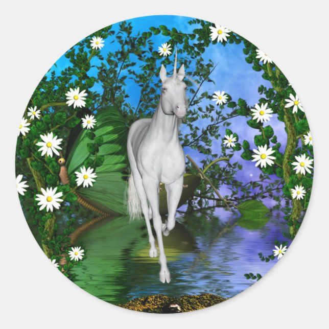Sticker Rond Cute Unicorn Imaginaire 1 (Devant)